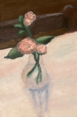 Rose vase on a table - still life, Isabelle Ramsay, Acrylic Paint